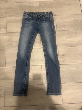 Girls(kids) Miss Me Dark Blue Skinny Jeans with Fading